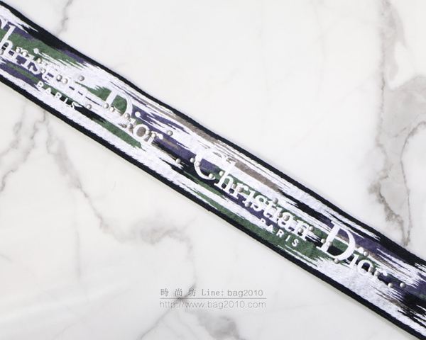 Dior肩帶 迪奧羅馬肩帶黑綠格子 白色和黑色刺繡帆布寬肩帶 復古銀色飾章  Dyd1046